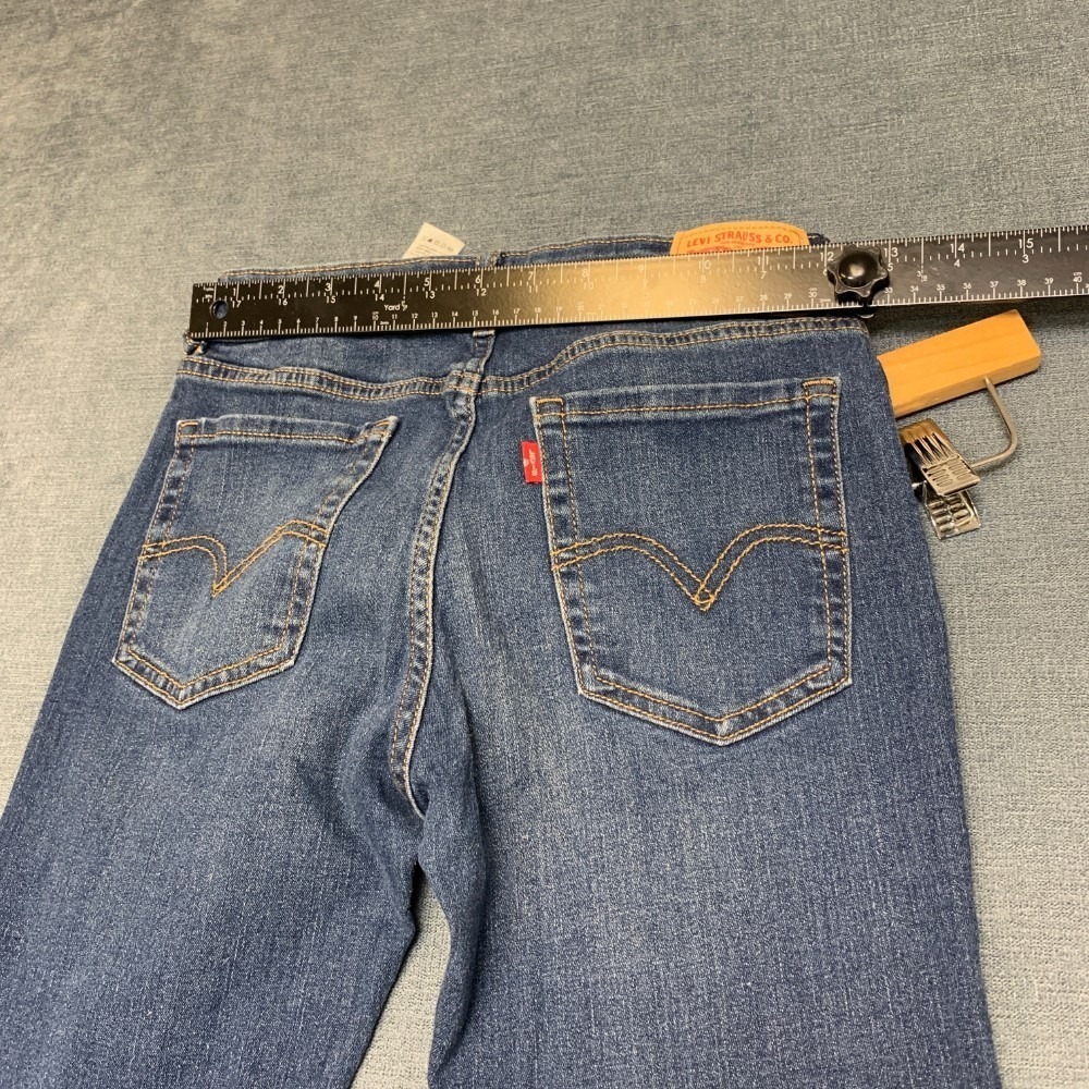 Levi's Regular Rise Flare Jeans Womens 16 Blue Whiskering Denim Cotton Stretch - Picture 10 of 16
